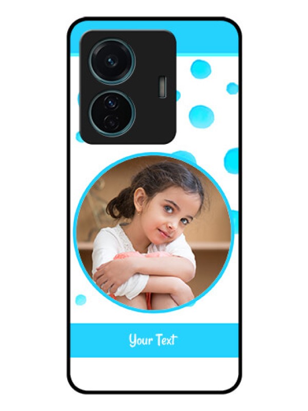 Custom Vivo T1 Pro 5G Photo Printing on Glass Case - Blue Bubbles Pattern Design