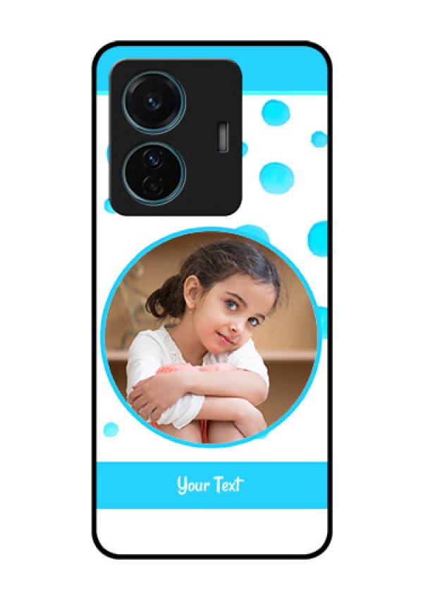Vivo T1 Pro 5G Photo Printing on Glass Case - Blue Bubbles Pattern Design