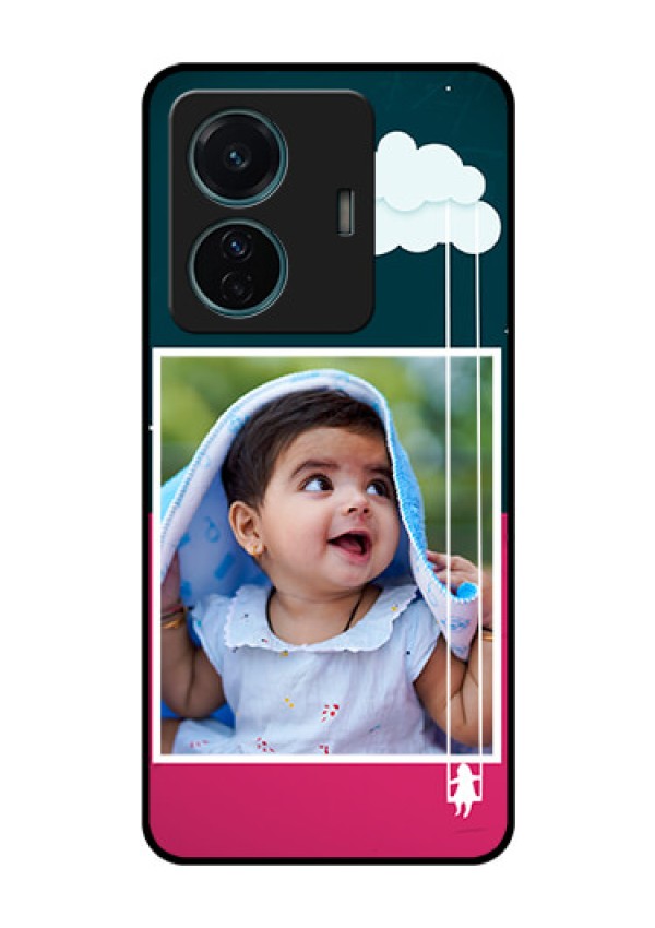 Vivo T1 Pro 5G Custom Glass Phone Case - Cute Girl with Cloud Design