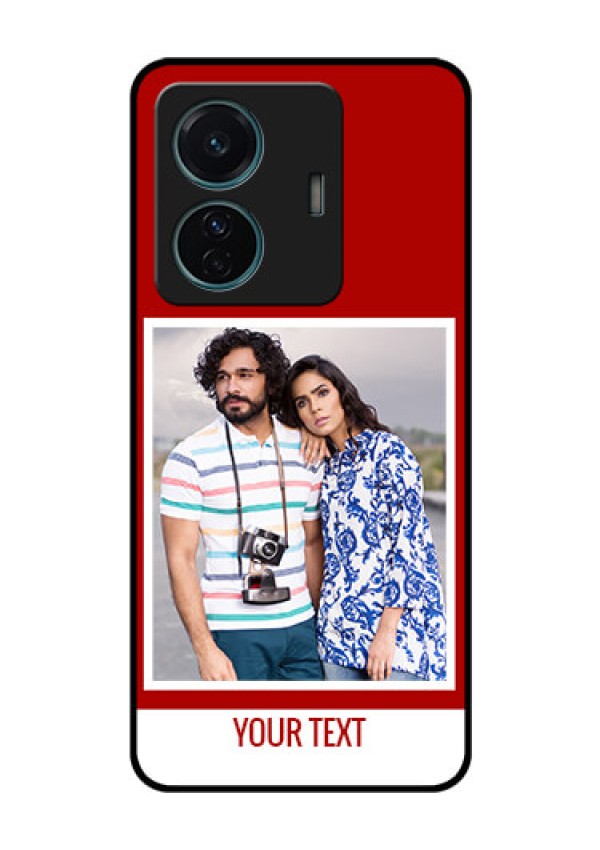 Vivo T1 Pro 5G Personalized Glass Phone Case - Simple Red Color Design