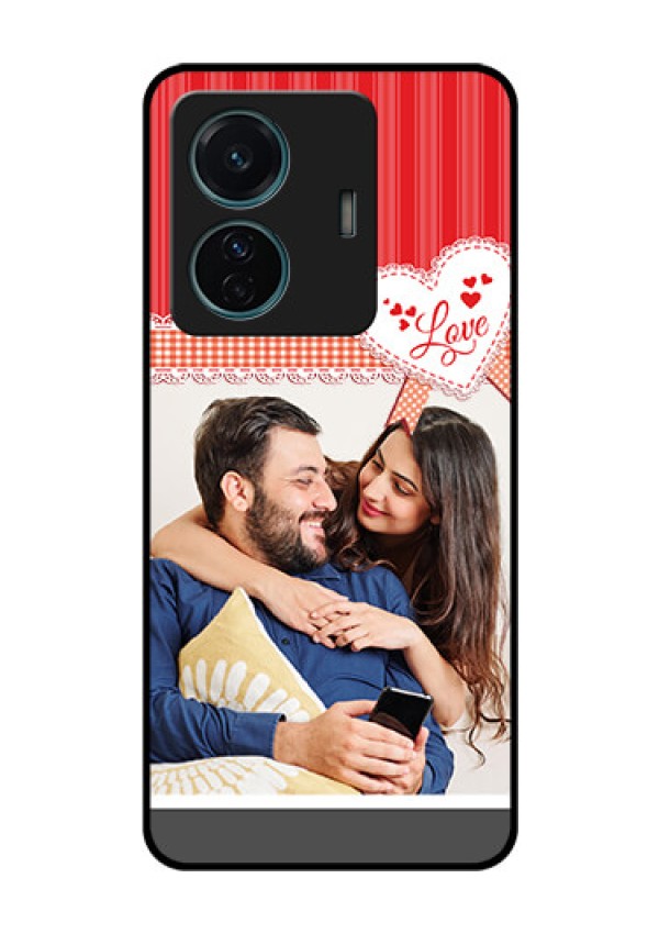 Vivo T1 Pro 5G Custom Glass Mobile Case - Red Love Pattern Design