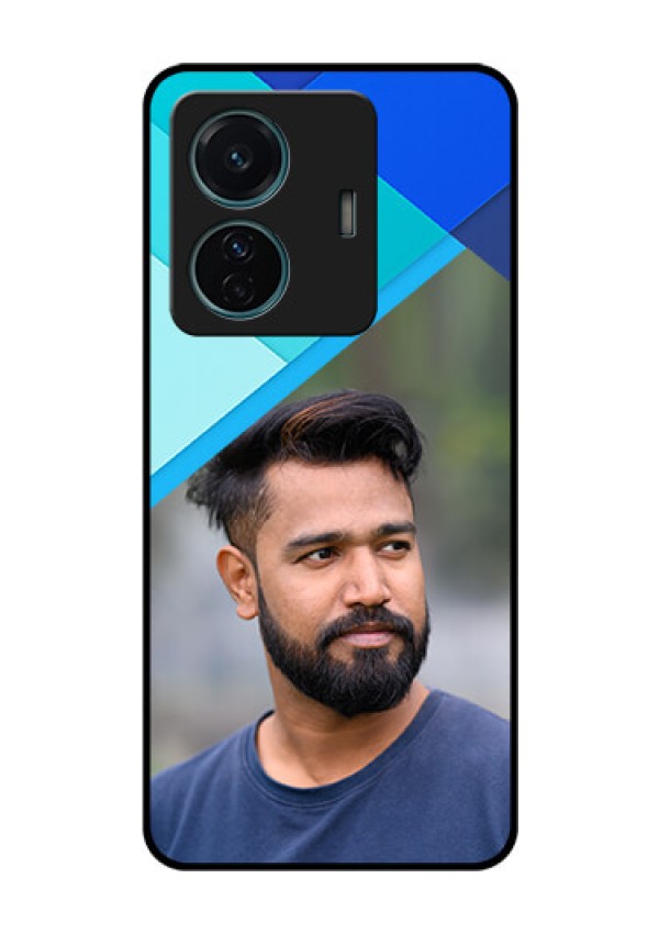 Vivo T1 Pro 5G Custom Glass Phone Case - Blue Pattern Design