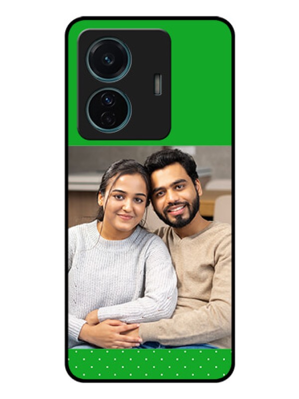 Custom Vivo T1 Pro 5G Personalized Glass Phone Case - Green Pattern Design
