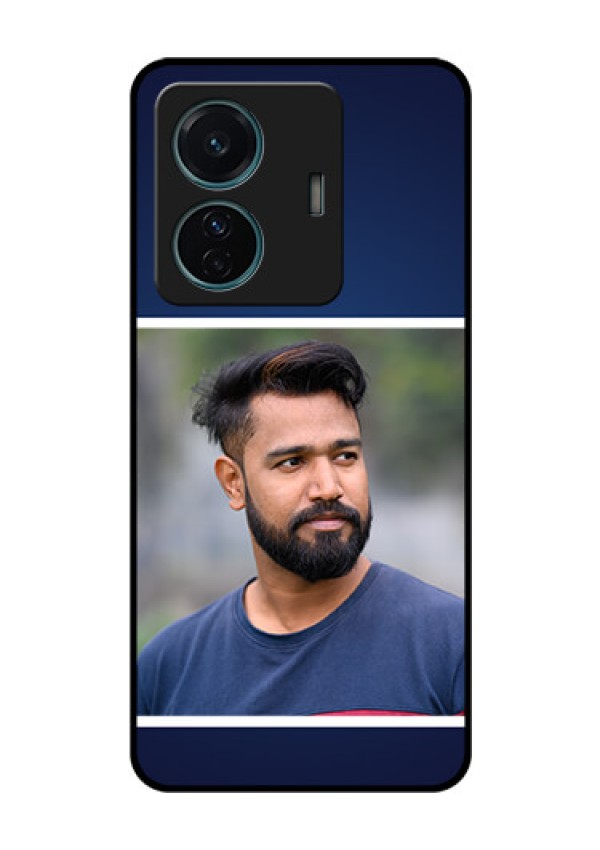 Vivo T1 Pro 5G Personalized Glass Phone Case - Simple Royal Blue Design