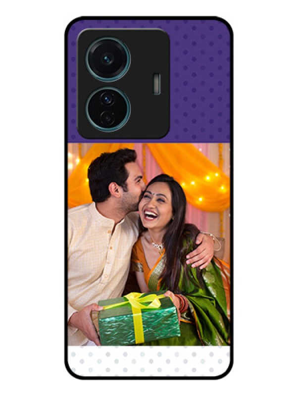 Custom Vivo T1 Pro 5G Personalized Glass Phone Case - Violet Pattern Design