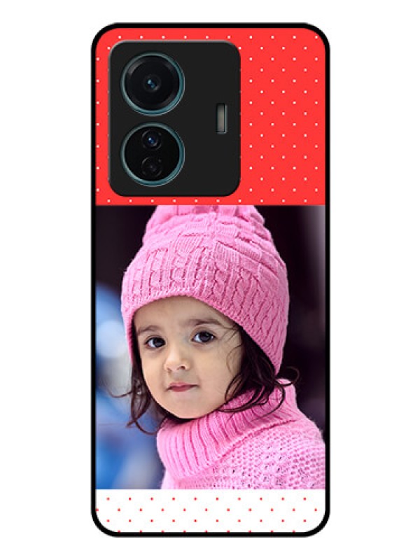 Custom Vivo T1 Pro 5G Photo Printing on Glass Case - Red Pattern Design