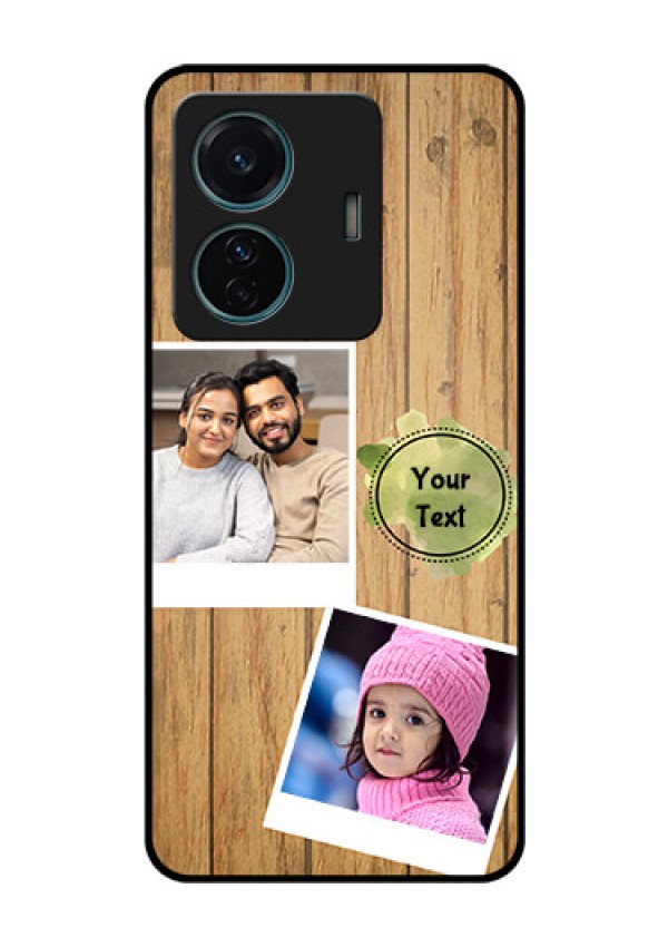 Vivo T1 Pro 5G Custom Glass Phone Case - Wooden Texture Design