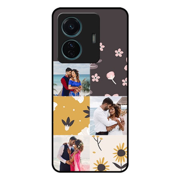 Vivo T1 Pro 5G Photo Printing on Glass Case - 3 Images with Floral Design Vivo T1 Pro 5G Photo Printing on Glass Case - 3 Images with Floral Design