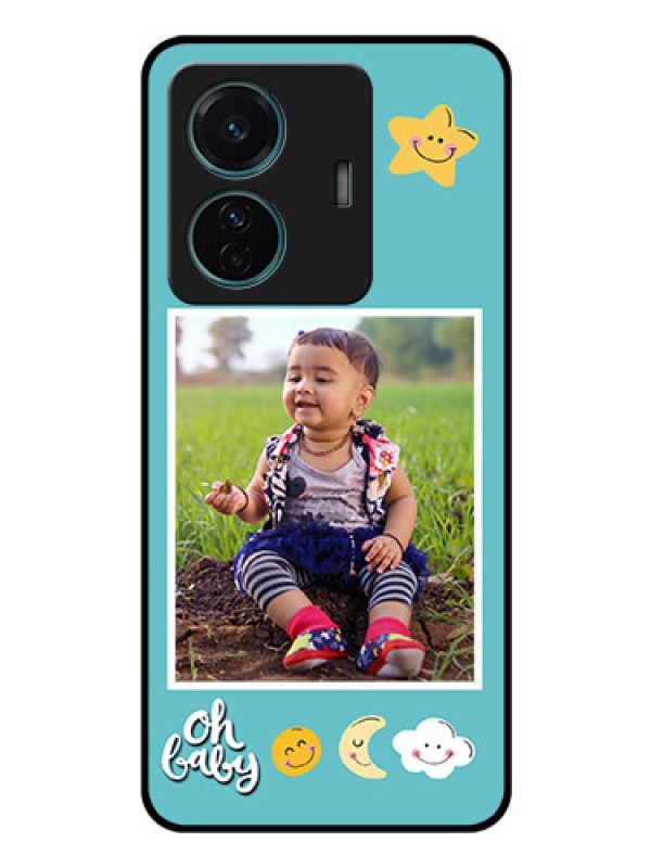 Custom Vivo T1 Pro 5G Personalized Glass Phone Case - Smiley Kids Stars Design