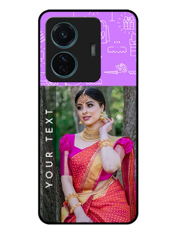 Custom Vivo T1 Pro 5G Custom Glass Mobile Case - Birthday Icons Design