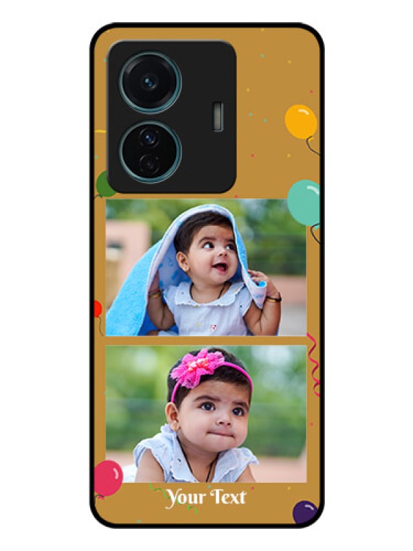 Custom Vivo T1 Pro 5G Personalized Glass Phone Case - Image Holder with Birthday Celebrations Design