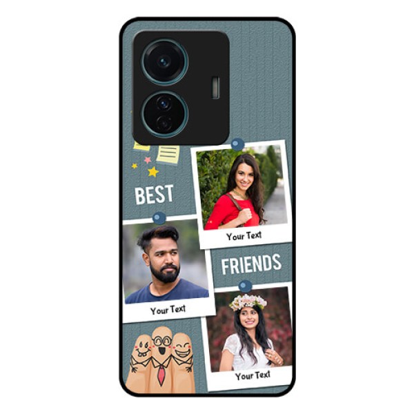 Vivo T1 Pro 5G Personalized Glass Phone Case - Sticky Frames and Friendship Design Vivo T1 Pro 5G Personalized Glass Phone Case - Sticky Frames and Friendship Design