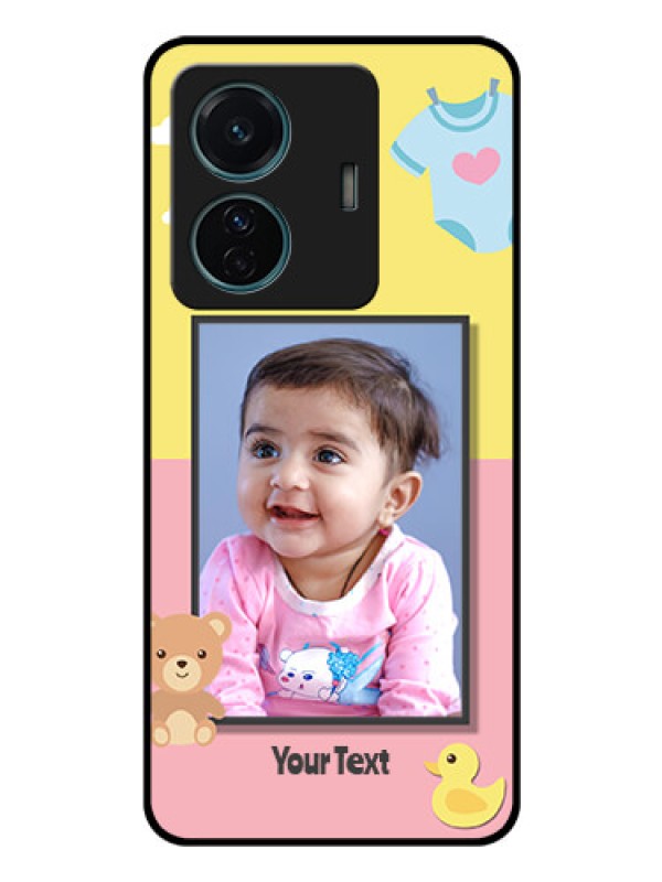Custom Vivo T1 Pro 5G Photo Printing on Glass Case - Kids 2 Color Design