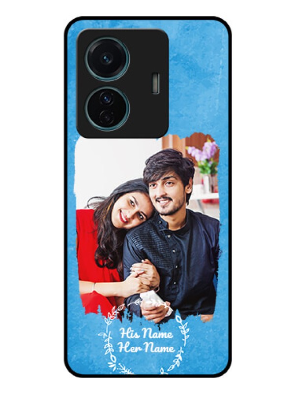 Custom Vivo T1 Pro 5G Custom Glass Phone Case - Blue Color Vintage Design