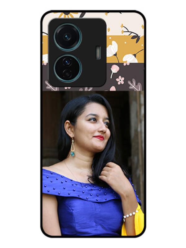 Custom Vivo T1 Pro 5G Custom Glass Phone Case - Stylish Floral Design