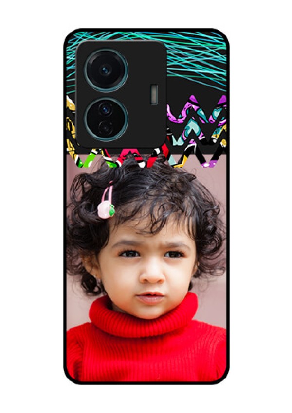 Vivo T1 Pro 5G Personalized Glass Phone Case - Neon Abstract Design