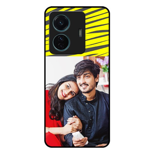 Vivo T1 Pro 5G Photo Printing on Glass Case - Yellow Abstract Design