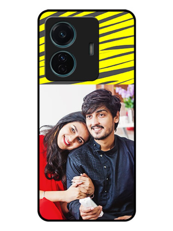 Custom Vivo T1 Pro 5G Photo Printing on Glass Case - Yellow Abstract Design