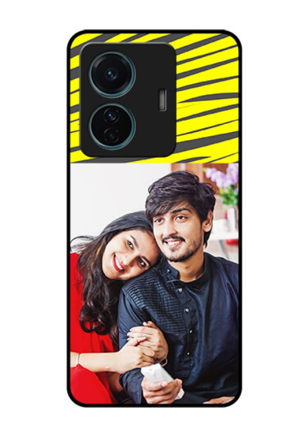 Vivo T1 Pro 5G Photo Printing on Glass Case - Yellow Abstract Design