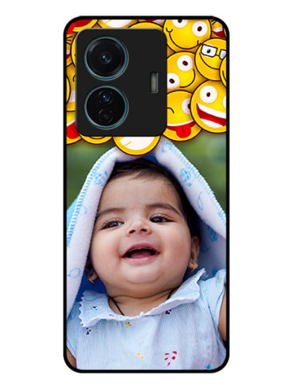 Custom Vivo T1 Pro 5G Custom Glass Mobile Case - with Smiley Emoji Design