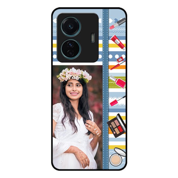 Vivo T1 Pro 5G Personalized Glass Phone Case - Makeup Icons Design Vivo T1 Pro 5G Personalized Glass Phone Case - Makeup Icons Design