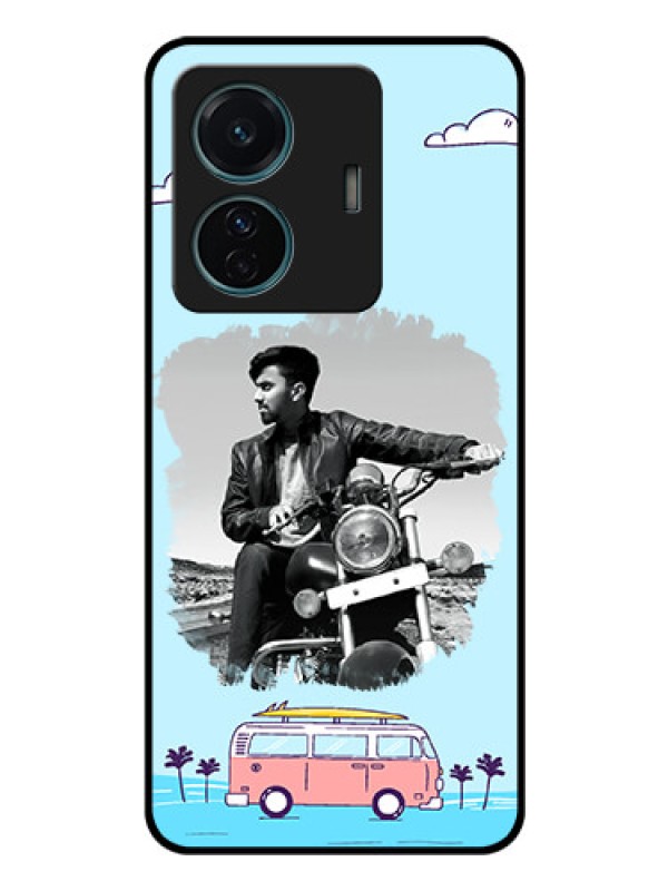 Custom Vivo T1 Pro 5G Photo Printing on Glass Case - Travel & Adventure Design