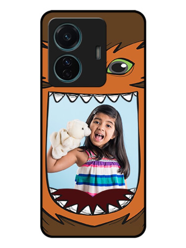 Custom Vivo T1 Pro 5G Photo Printing on Glass Case - Owl Monster Back Case Design