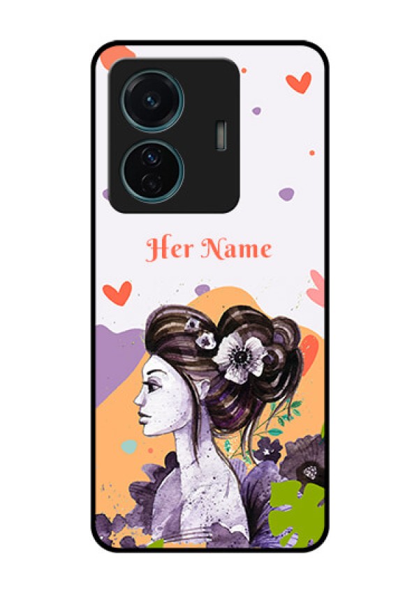 Vivo T1 Pro 5G Personalized Glass Phone Case - Woman And Nature Design