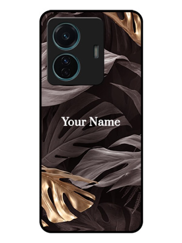 Custom Vivo T1 Pro 5G Personalised Glass Phone Case - Wild Leaves digital paint Design