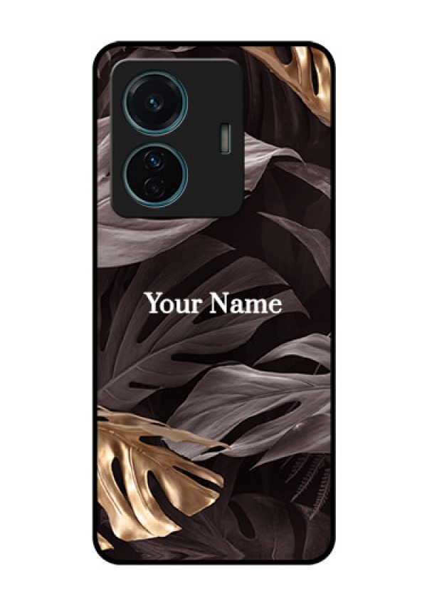 Vivo T1 Pro 5G Personalised Glass Phone Case - Wild Leaves digital paint Design