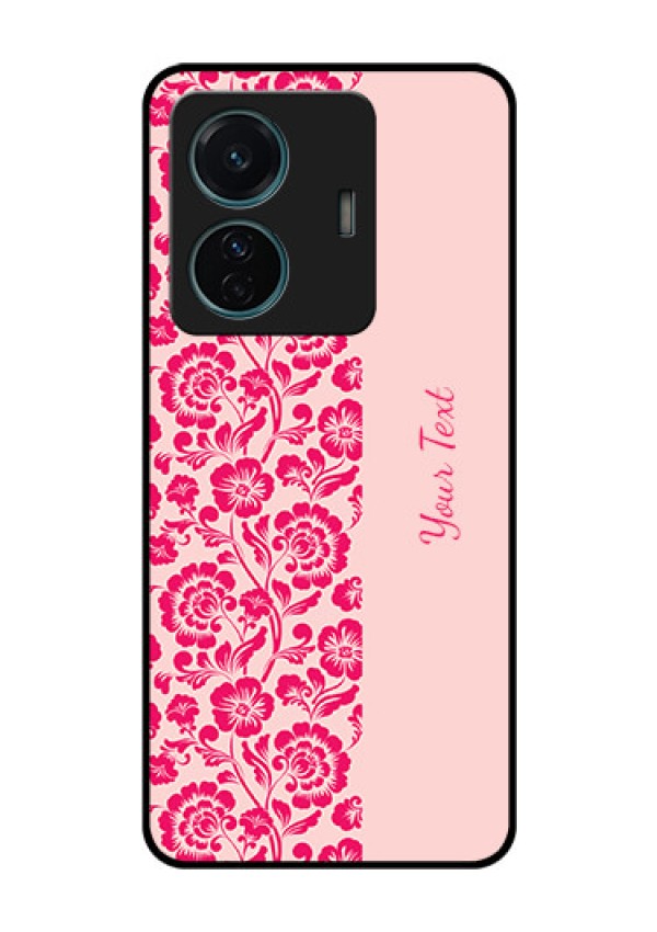 Vivo T1 Pro 5G Custom Glass Phone Case - Attractive Floral Pattern Design