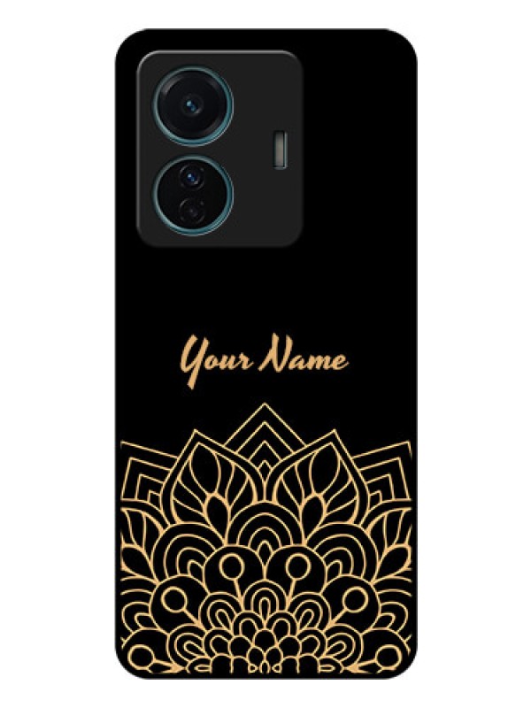 Custom Vivo T1 Pro 5G Custom Glass Phone Case - Golden mandala Design