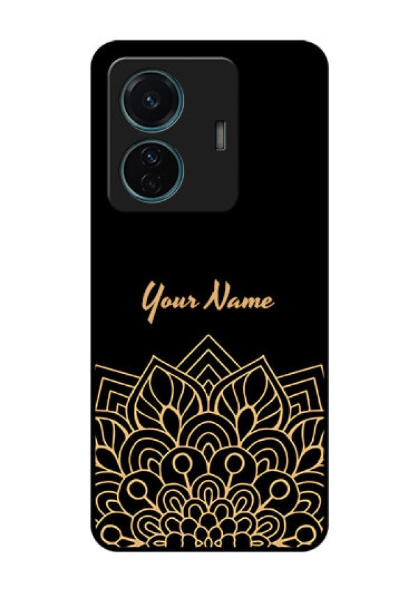 Vivo T1 Pro 5G Custom Glass Phone Case - Golden mandala Design