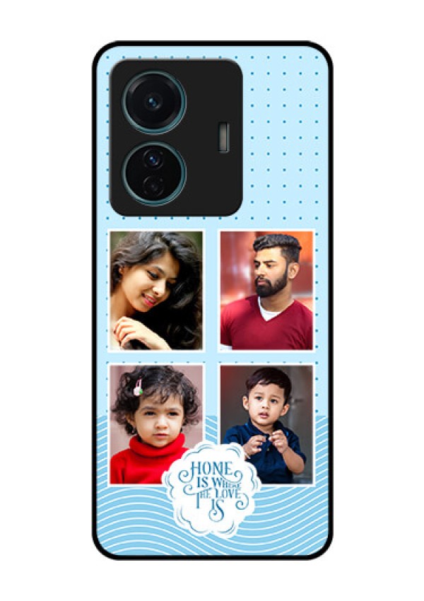 Vivo T1 Pro 5G Custom Glass Phone Case - Cute love quote with 4 pic upload Design