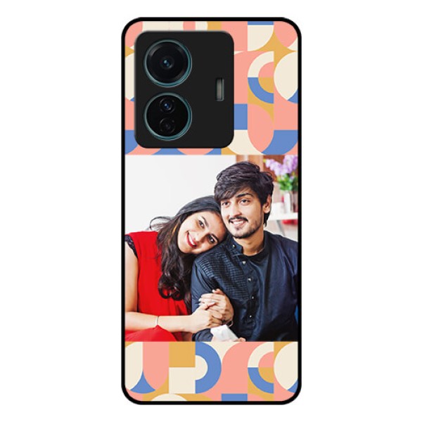 Vivo T1 Pro 5G Photo Printing on Glass Case - Semi-circle Maze Pattern Design