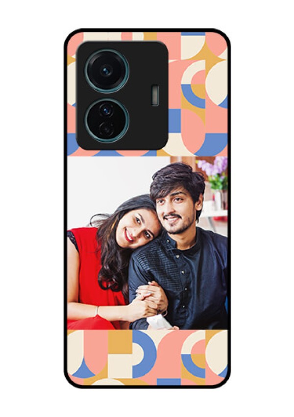 Vivo T1 Pro 5G Photo Printing on Glass Case - Semi-circle Maze Pattern Design
