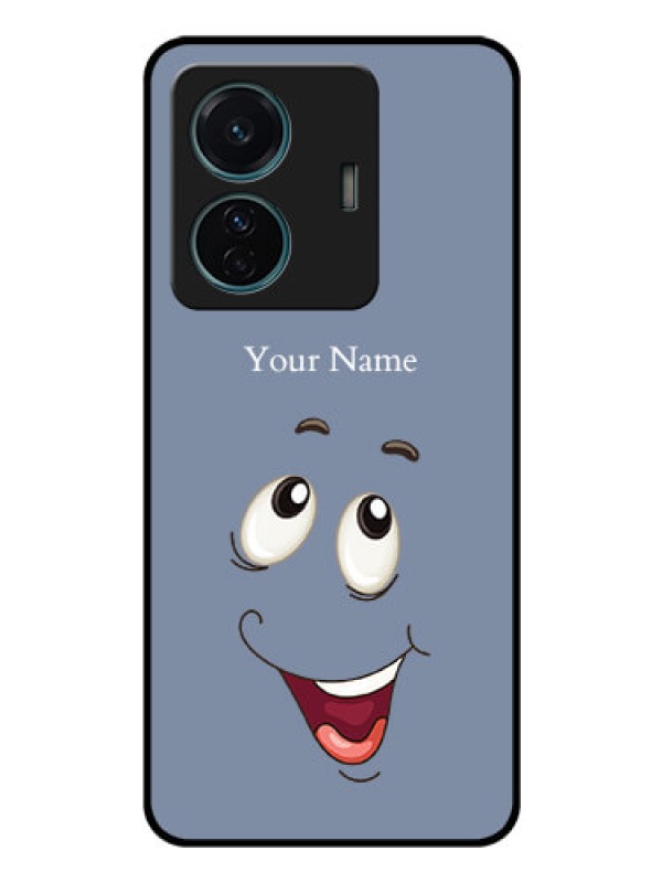 Custom Vivo T1 Pro 5G Photo Printing on Glass Case - Laughing Cartoon Face Design