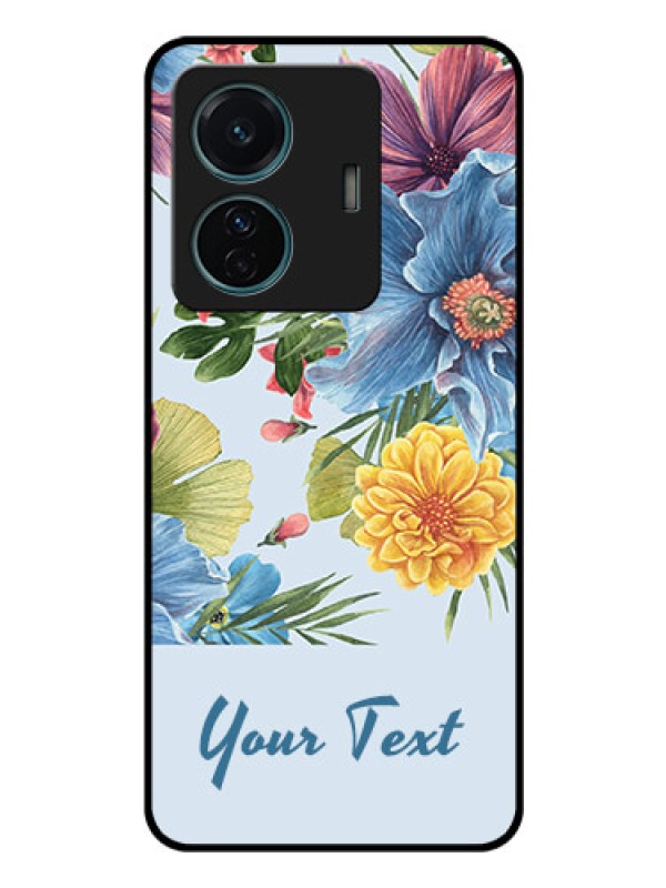 Custom Vivo T1 Pro 5G Custom Glass Mobile Case - Stunning Watercolored Flowers Painting Design
