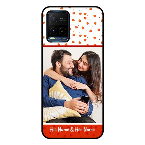 Vivo T1X Custom Glass Phone Case - Orange Love Symbol Design Vivo T1X Custom Glass Phone Case - Orange Love Symbol Design