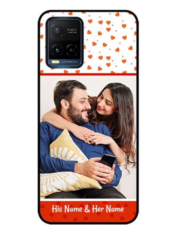 Custom Vivo T1X Custom Glass Phone Case - Orange Love Symbol Design