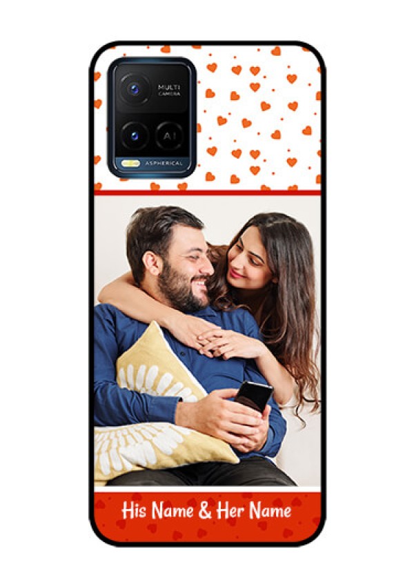 Vivo T1X Custom Glass Phone Case - Orange Love Symbol Design
