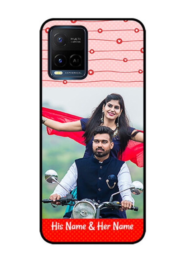 Vivo T1X Personalized Glass Phone Case - Red Pattern Case Design