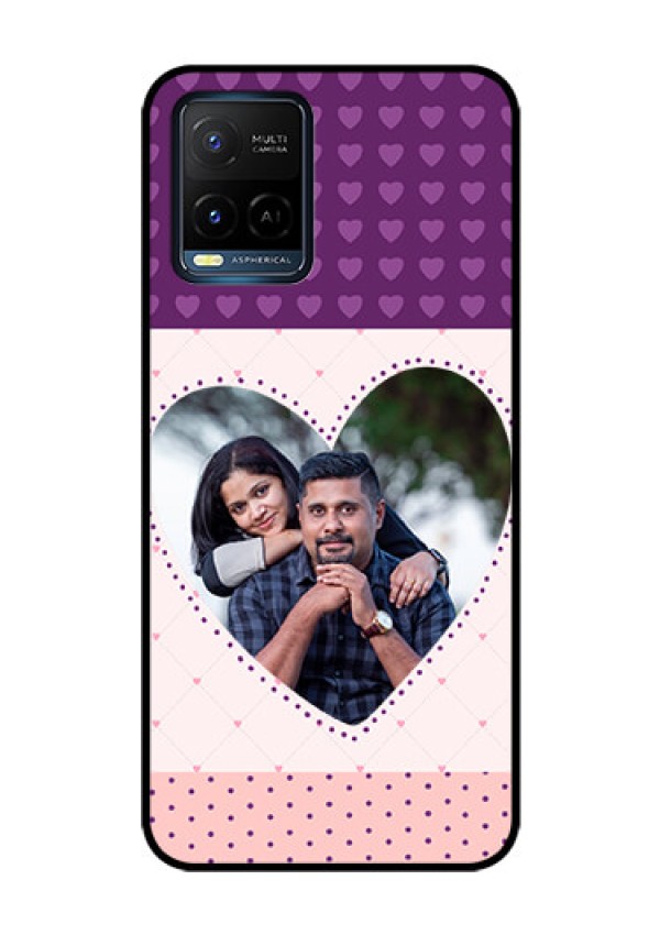 Vivo T1X Custom Glass Phone Case - Violet Love Dots Design