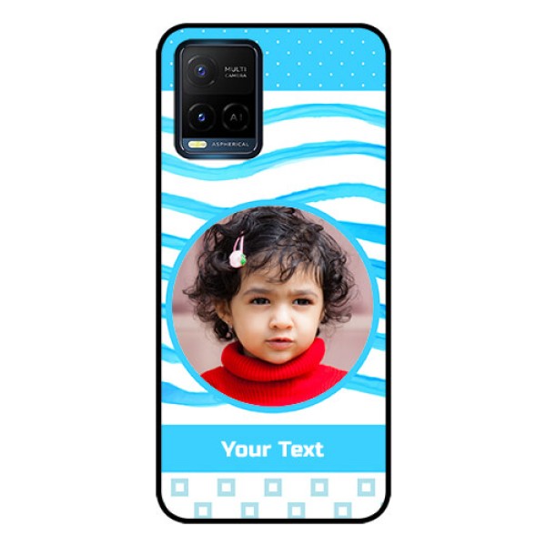 Vivo T1X Custom Glass Phone Case - Simple Blue Case Design