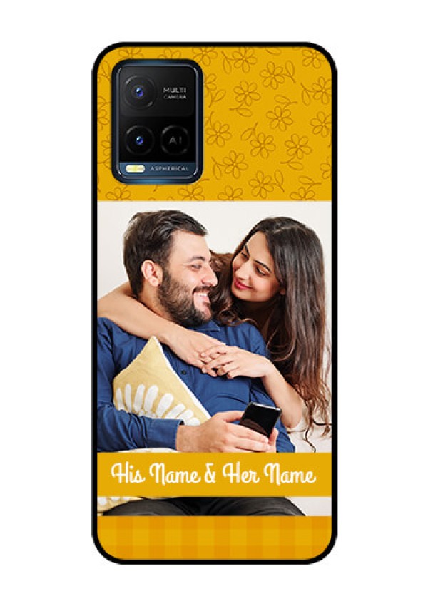 Vivo T1X Custom Glass Mobile Case - Yellow Floral Design