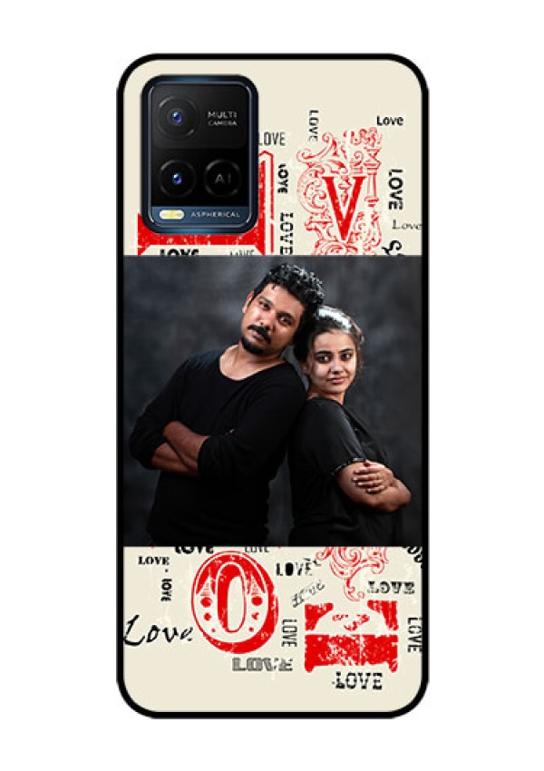 Vivo T1X Photo Printing on Glass Case - Trendy Love Design Case