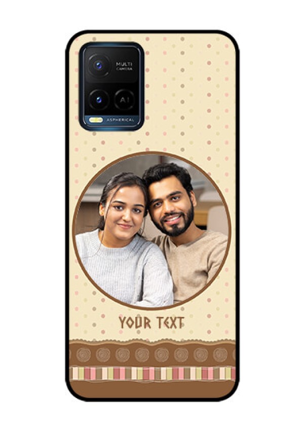 Vivo T1X Custom Glass Mobile Case - Brown Dotted Mobile Case Design
