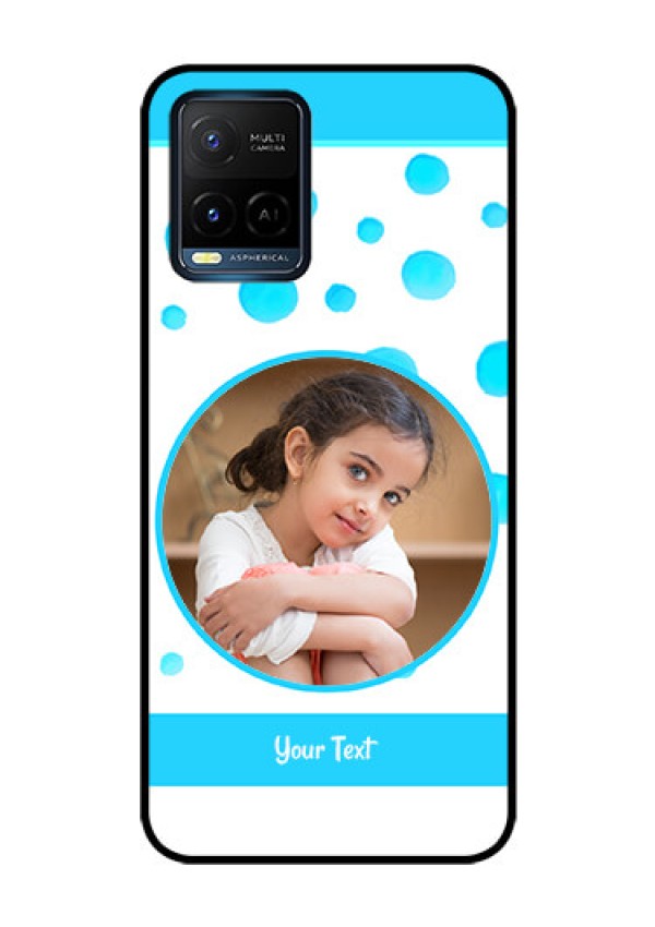 Vivo T1X Photo Printing on Glass Case - Blue Bubbles Pattern Design