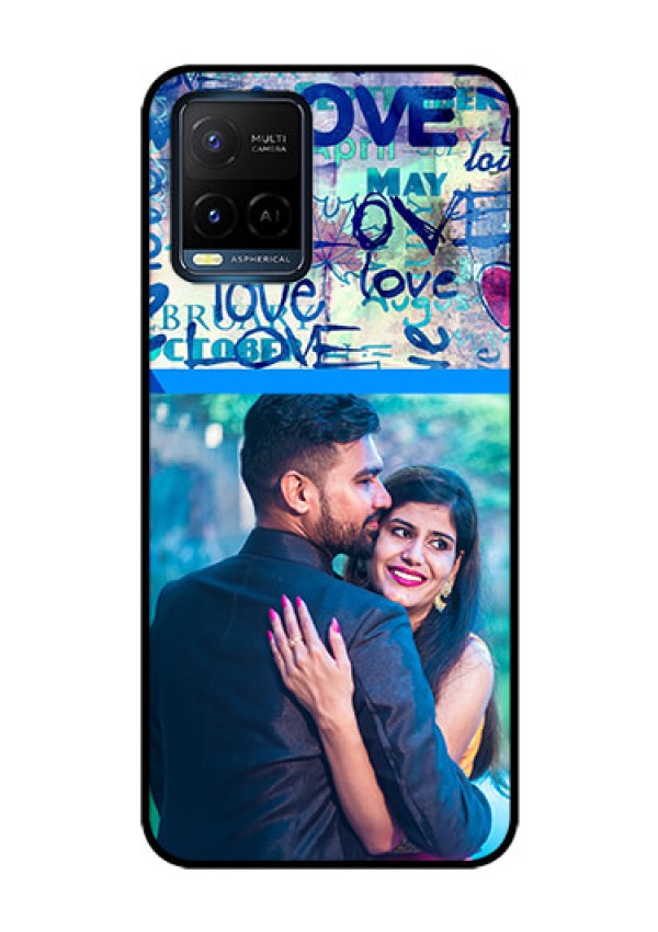 Vivo T1X Custom Glass Mobile Case - Colorful Love Design