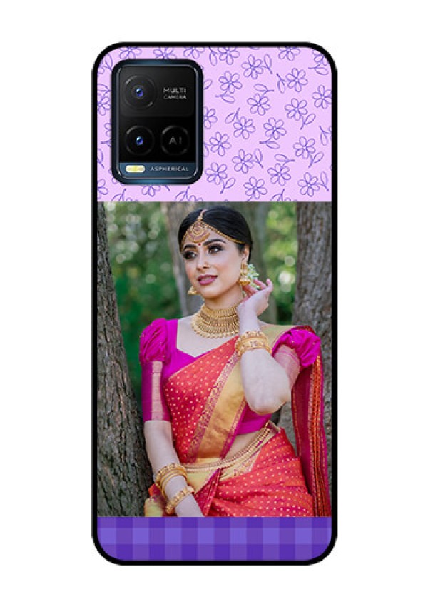 Vivo T1X Custom Glass Phone Case - Purple Floral Design